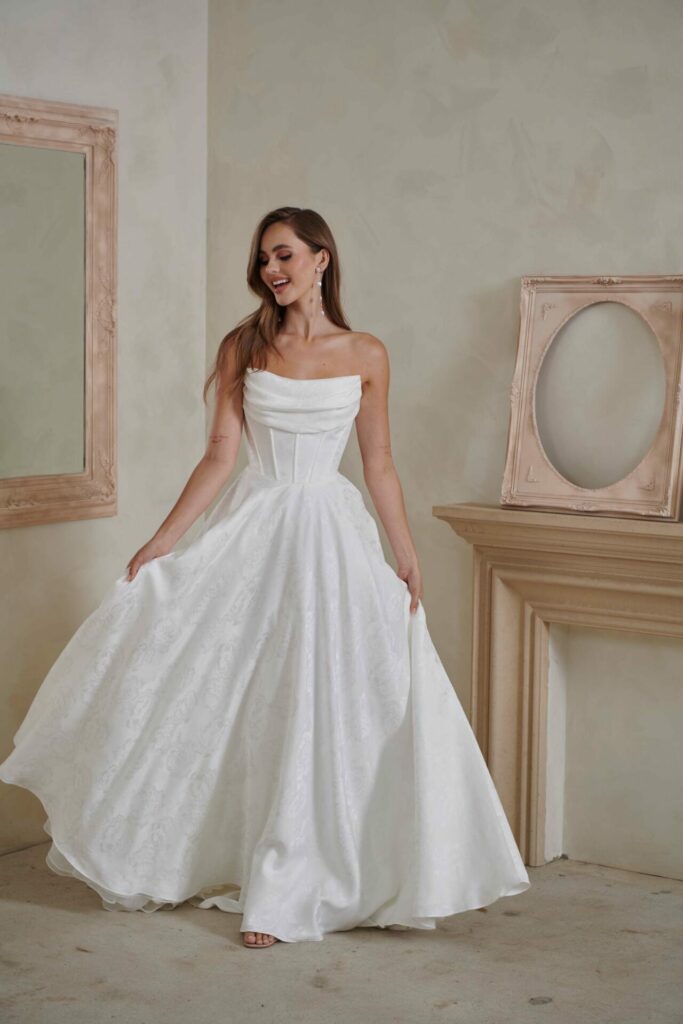 Greer wedding dress from Serene by Madi Lane. Find your perfect wedding dress in Bristol at Bys Vyken Bridal.