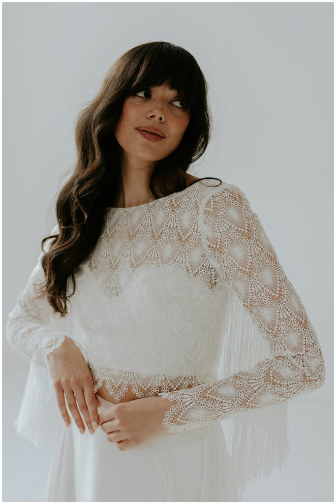 Rebel Topper by Shikoba Bride, available from Bys Vyken Bridal