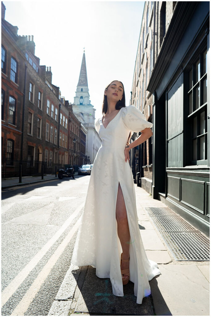 Sadie is luxe with down to earth drama. Made from a floral chiffon she has all the features you could wish for. Puff sleeves, pockets and a side split. The versatility of Sadie means she wouldn’t look out of place at a country house wedding, a rustic barn wedding, or a chic city location.