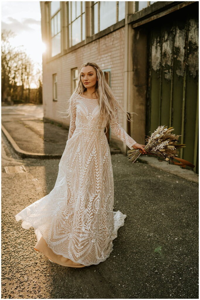 Photograph of the Orla Gown by Shikoba Bride, available at Bys Vyken Bridal