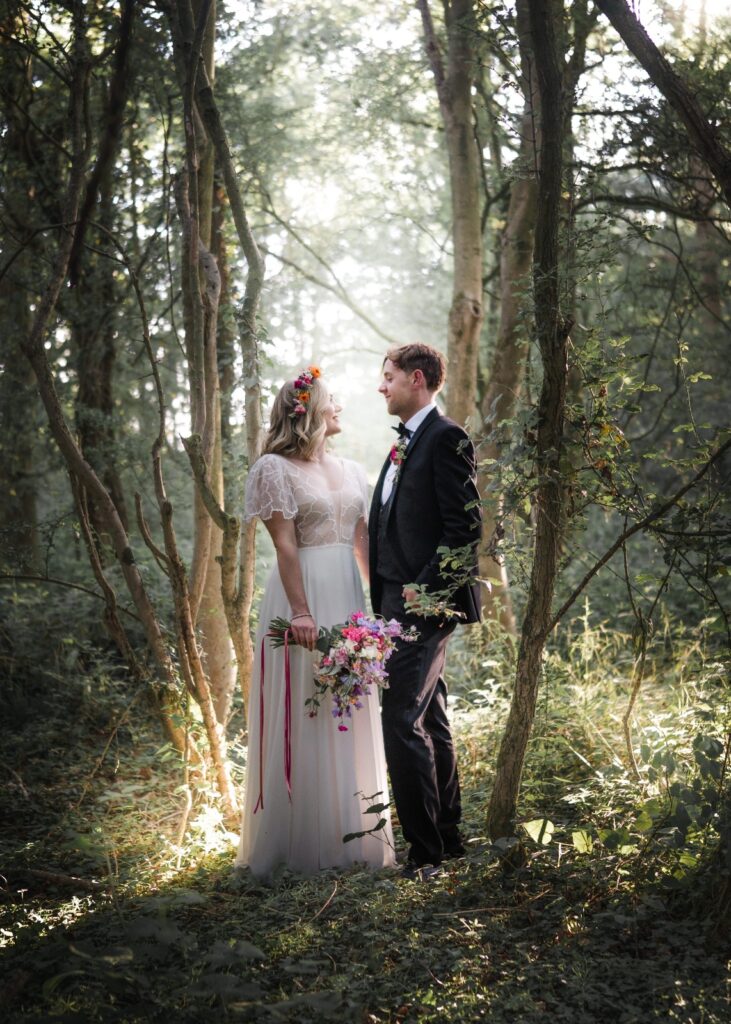 Photograph of Beth in the dress she chose from Bys Vyken Bridal by photographer Kris Askey
