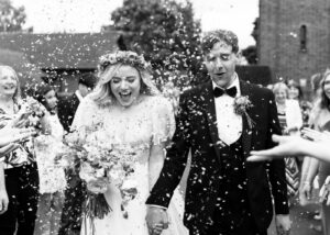 Photograph of Beth in the dress she chose from Bys Vyken Bridal by photographer Kris Askey