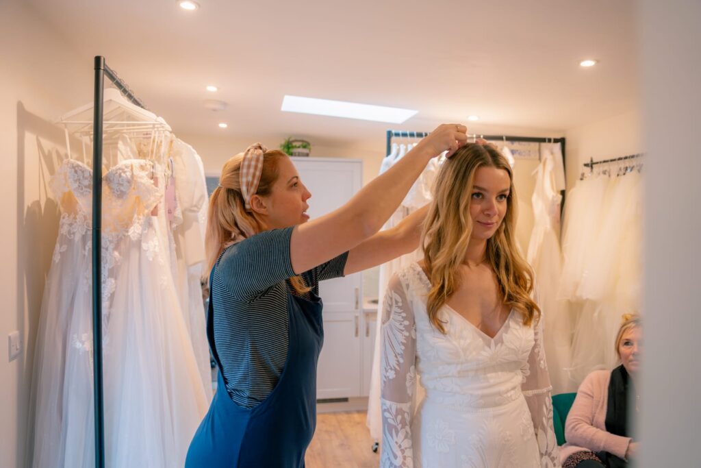 Photograph of Zoe from Bys Vyken Bridal boutique, Bristol by Just James Photography