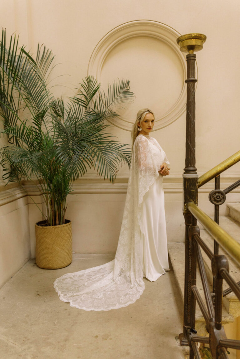 Sage bridal cape by Shikoba